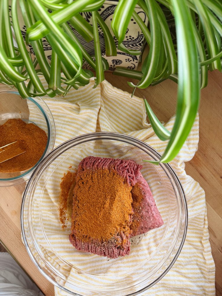 shawarma ground beef and lamb in a bowl