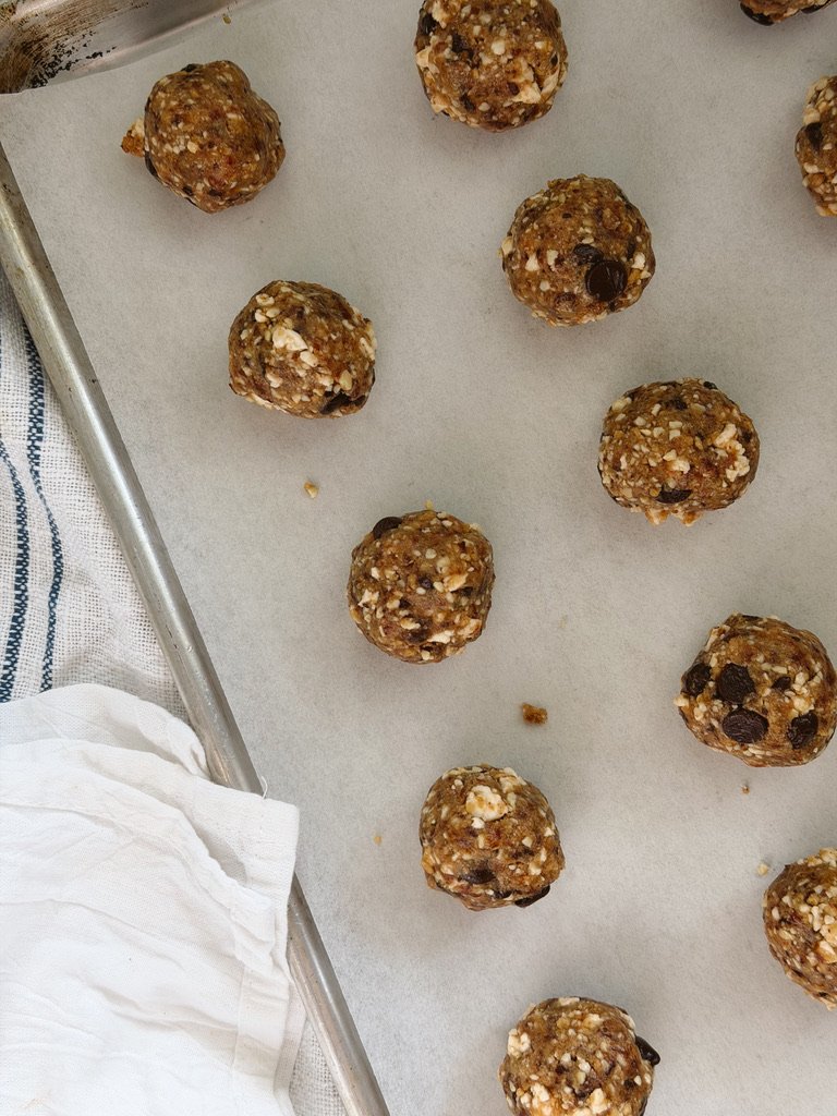 s'mores protein bites, no bake protein balls, after school snack, freezer snack, healthy s'mores recipe