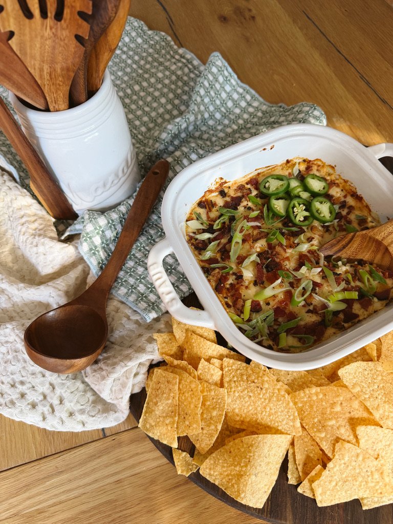 game day jalapeno popper dip with chips