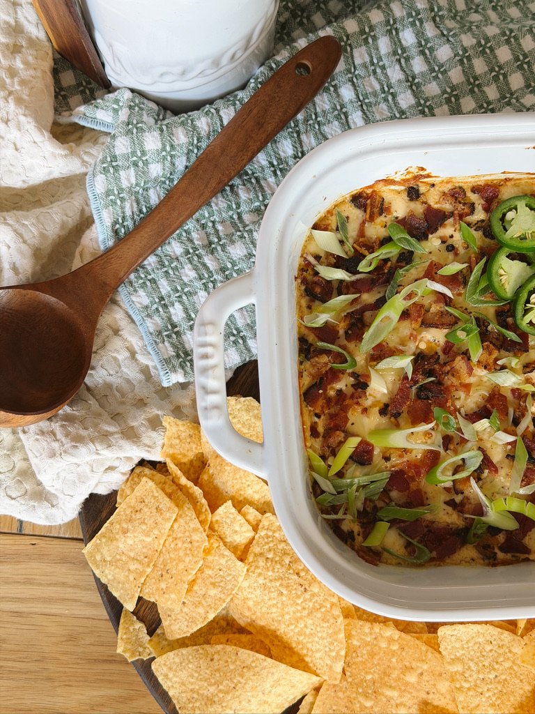 game day jalapeno popper dip with chips